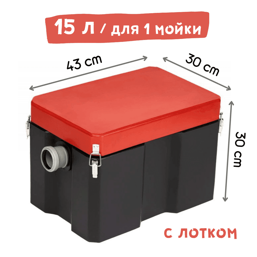 Жироуловитель Термит 0,3-15 — объём 15 литров, габариты 43 × 30 × 30 см