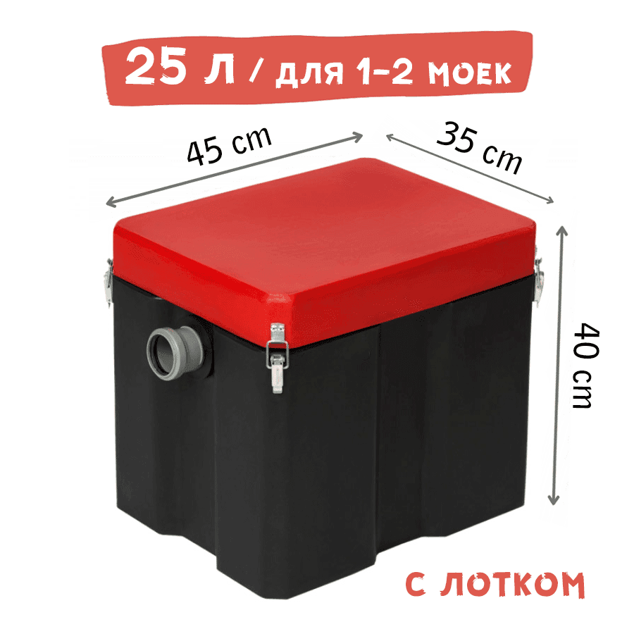 Жироуловитель Термит 0,5-25 — объём 25 литров, габариты 45 × 35 × 40 см