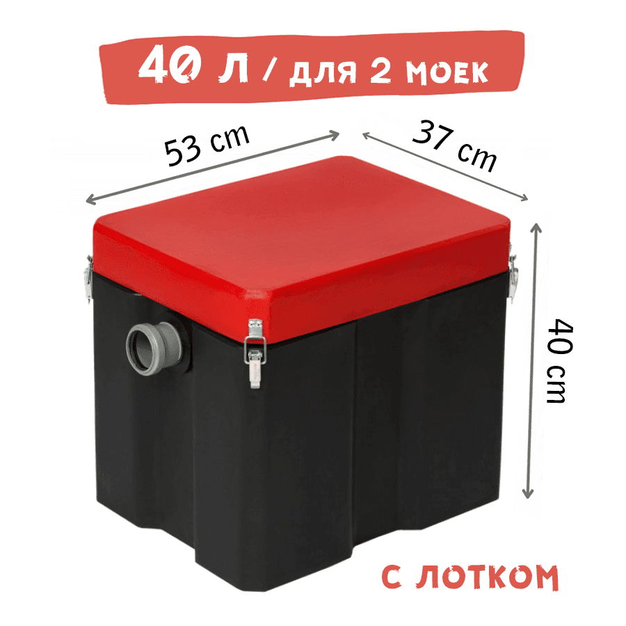 Жироуловитель Термит 0,5-40 — объём 40 литров, габариты 53 × 37 × 40 см